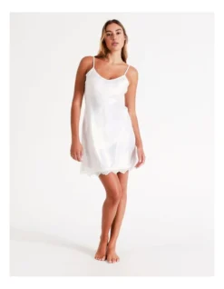Chloe & Lola Satin Chemise In Ivory