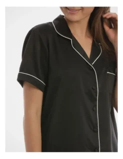 Chloe & Lola Basics Short Sleeve Satin Pyjamas Set Black -Chloe Sales Store 743958190 743955850 3 1 720x928