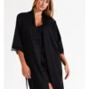 Chloe & Lola Satin Robe In Black