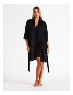 Chloe & Lola Satin Robe In Black -Chloe Sales Store 743958280 743956750 4 720x928