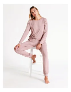 Chloe & Lola Bamboo Long Cuffed Pant In Dusty Pink