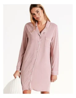 Chloe & Lola Bamboo Nightshirt In Dusty Pink