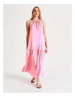 Chloe & Lola Marnie Halter Dress In Pale Pink