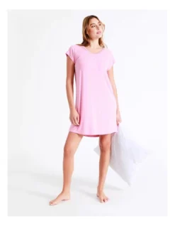 Chloe & Lola Bamboo Short Sleeve Nightie In Pink -Chloe Sales Store 929422000 939067840 7 720x928
