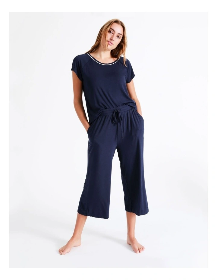 Chloe & Lola Bamboo 3/4 PJ Pant In Navy 2 Chloe & Lola Bamboo 3/4 PJ Pant In Navy - Image 2