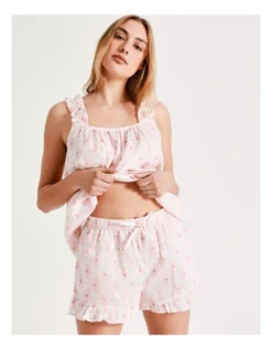 Chloe & Lola Frill Hem Sleep Short In Pink