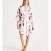 Chloe & Lola New Pebbled Satin Robe In White Multi