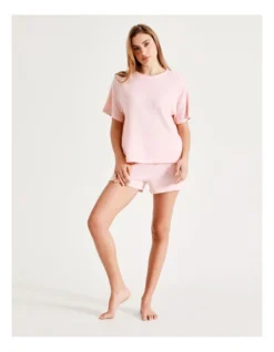 Chloe & Lola Waffle PJ Shorts In Pink