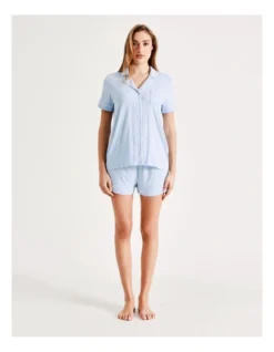 Chloe & Lola Bamboo Short Sleeve Short PJ Set In Blue -Chloe Sales Store 929889190 5 720x928