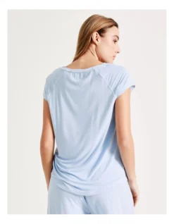 Chloe & Lola Bamboo Short Sleeve PJ Top In Blue -Chloe Sales Store 929889280 7 720x928