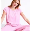 Chloe & Lola Bamboo Short Sleeve PJ Top In Pink