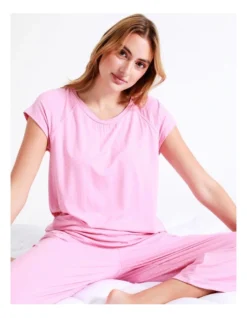 Chloe & Lola Bamboo Short Sleeve PJ Top In Pink