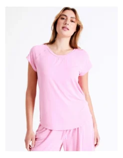 Chloe & Lola Bamboo Short Sleeve PJ Top In Pink -Chloe Sales Store 929889280 939068380 3 720x928