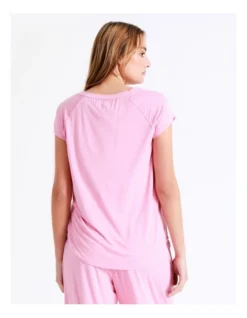 Chloe & Lola Bamboo Short Sleeve PJ Top In Pink -Chloe Sales Store 929889280 939068380 7 720x928