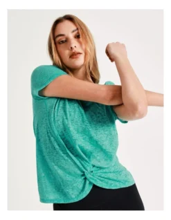 Chloe & Lola Twist Front Burnout Tee In Blue -Chloe Sales Store 936595990 3 2 720x928