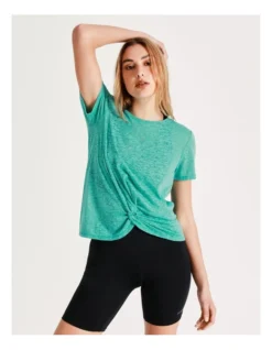 Chloe & Lola Twist Front Burnout Tee In Blue -Chloe Sales Store 936595990 5 2 720x928