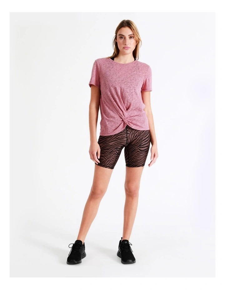 Chloe & Lola Twist Front Burnout Tee In Pink 2 Chloe & Lola Twist Front Burnout Tee In Pink - Image 2