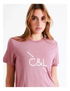 Chloe & Lola Sydney High Low Logo Tee In Pink -Chloe Sales Store 936596080 936961660 5 720x928