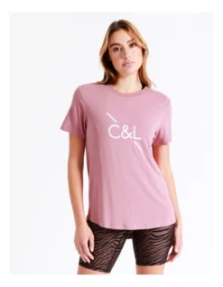 Chloe & Lola Sydney High Low Logo Tee In Pink -Chloe Sales Store 936596080 936961660 6 1 720x928