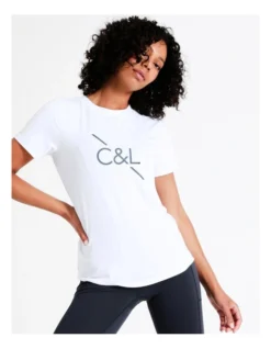 Chloe & Lola Sydney High Low Logo Tee In White