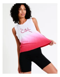 Chloe & Lola Relaxed Tank Top In White And Pink