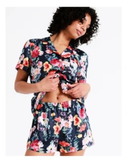 Chloe & Lola Novelty Satin Short Sleeve PJ Set In Navy -Chloe Sales Store 939052810 939060280 4 720x928