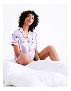 Chloe & Lola Novelty Satin Short Sleeve PJ Set In Lt Blue -Chloe Sales Store 939052810 939068920 3 720x928