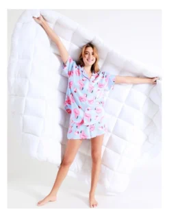 Chloe & Lola Novelty Satin Short Sleeve PJ Set In Blue -Chloe Sales Store 939052900 3 720x928