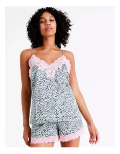 Chloe & Lola Animal Lace Cami Boxer Set In Assorted
