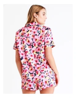 Chloe & Lola Satin Short Sleeve PJ Set In Pink -Chloe Sales Store 943551640 943575670 7 720x928