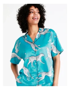 Chloe & Lola Satin Sleep Shirt In Teal -Chloe Sales Store 943551730 5 720x928
