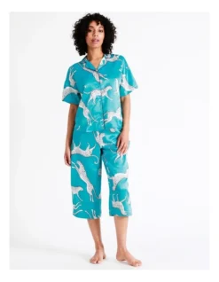 Chloe & Lola Satin 3/4 Sleep Pant In Teal -Chloe Sales Store 943551820 3 720x928
