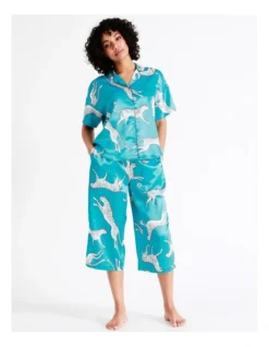 Chloe & Lola Satin 3/4 Sleep Pant In Teal -Chloe Sales Store 943551820 6 720x928