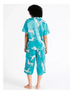 Chloe & Lola Satin 3/4 Sleep Pant In Teal -Chloe Sales Store 943551820 7 720x928