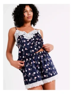 Chloe & Lola Satin Cami Lace Boxer Set In Navy -Chloe Sales Store 943552180 943652620 6 720x928