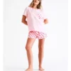 Chloe & Lola Satin Short PJ Set In Pink