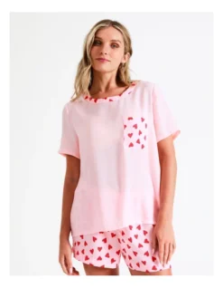 Chloe & Lola Satin Short PJ Set In Pink -Chloe Sales Store 943552360 3 720x928