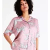 Chloe & Lola Satin Sleep Shirt In Dusty Pink