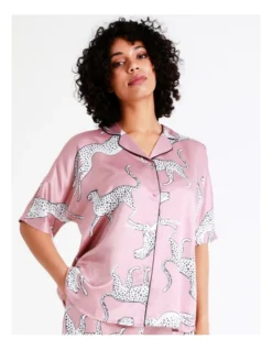 Chloe & Lola Satin Sleep Shirt In Dusty Pink