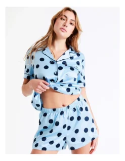 Chloe & Lola Satin Spot Sleep Set In Blue -Chloe Sales Store 943552540 5 720x928