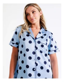 Chloe & Lola Satin Spot Sleep Shirt In Blue -Chloe Sales Store 943552630 5 720x928