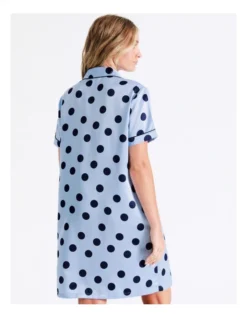 Chloe & Lola Satin Spot Sleep Shirt In Blue -Chloe Sales Store 943552630 6 720x928