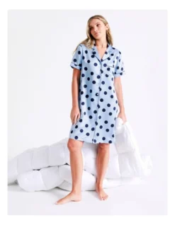 Chloe & Lola Satin Spot Sleep Shirt In Blue -Chloe Sales Store 943552630 7 720x928