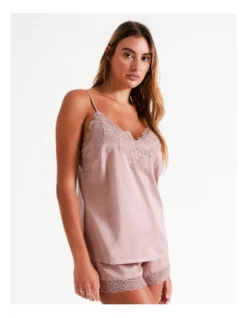 Chloe & Lola Satin Cami Lace Boxer Set In Dusty Pink -Chloe Sales Store 958165120 4 1 720x928