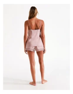 Chloe & Lola Satin Cami Lace Boxer Set In Dusty Pink -Chloe Sales Store 958165120 7 720x928