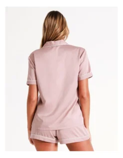 Chloe & Lola Satin Short Sleeve PJ Set In Dusty Pink -Chloe Sales Store 958165210 6 720x928