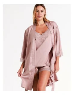 Chloe & Lola Satin Lace Robe In Dusty Pink -Chloe Sales Store 958165300 4 1 720x928