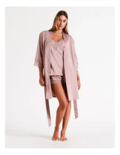 Chloe & Lola Satin Lace Robe In Dusty Pink -Chloe Sales Store 958165300 5 720x928