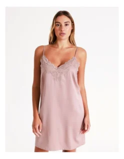 Chloe & Lola Satin Lace Chemise In Dusty Pink -Chloe Sales Store 958165390 5 720x928
