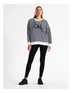 Chloe & Lola Core Logo Sweater In Navy/Ivory Stripe -Chloe Sales Store 967255570 3 720x928